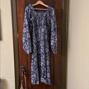 Mille Floral Blue Long Sleeve Dress